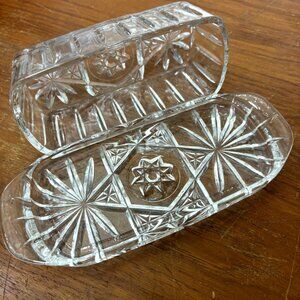 * Anchor Hocking Early American Presscut Butter Dish & Lid  VTG